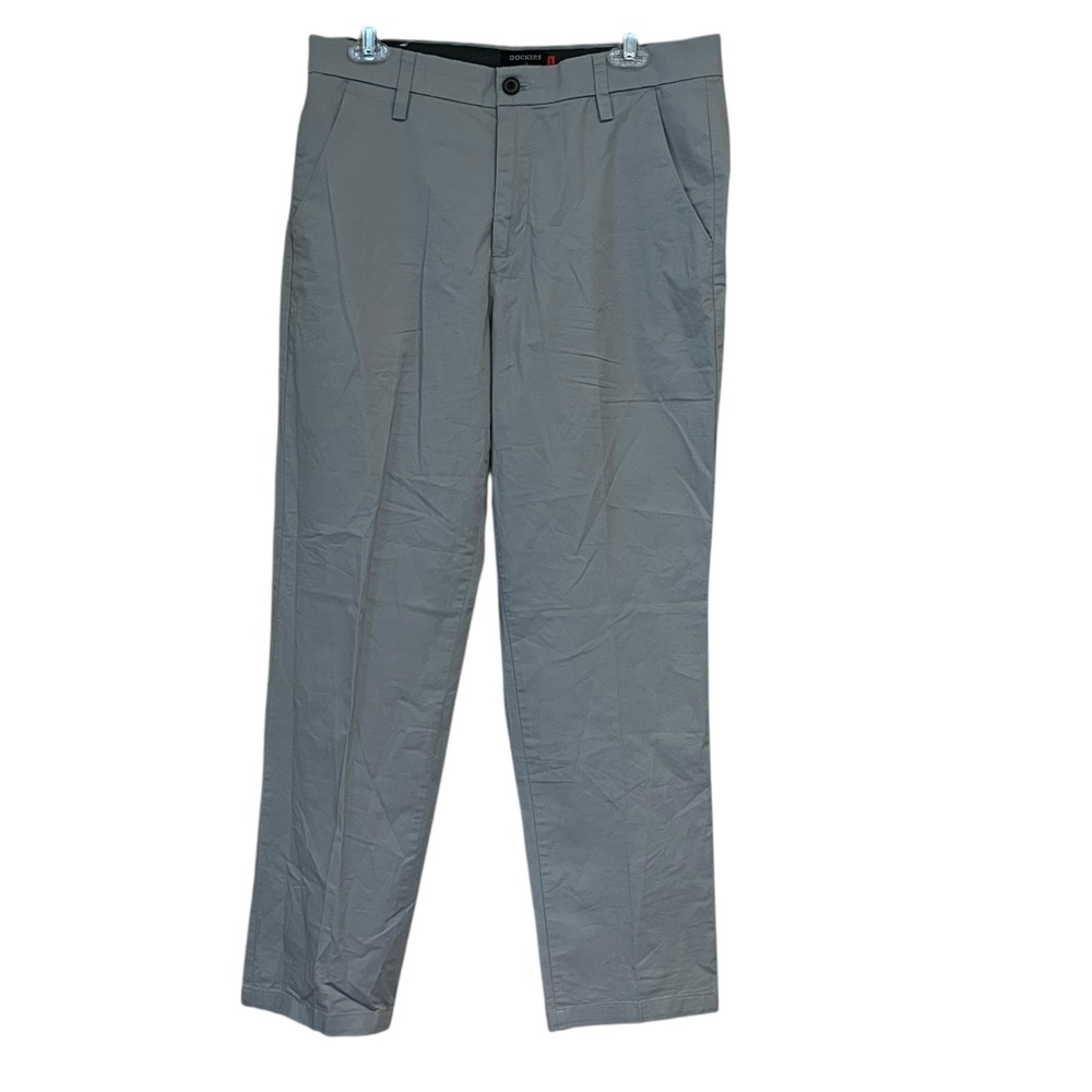 DOCKERS Men's Gray Straight Leg Pants 32x30 Casual Flex EUC